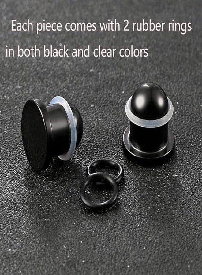 Earblity 9 pairs 14G-00G Full Size Stainless Steel Ear Stretching Kit with 2PCS O-Rings/Pair,Comfy Pain-free Single Flared Dead Stretching Gauges Tunnels Plugs,Black Body Piercing - Image 3